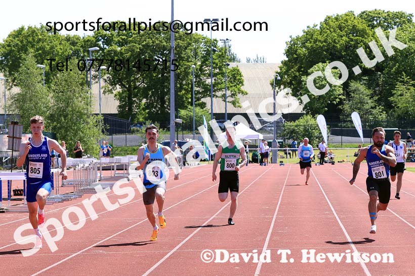 Mens Senior 100 metres, 2024 North Eastern Track and Field Champs., Middlesbrough.  Photo: David T. Hewitson/Sports for All Pics